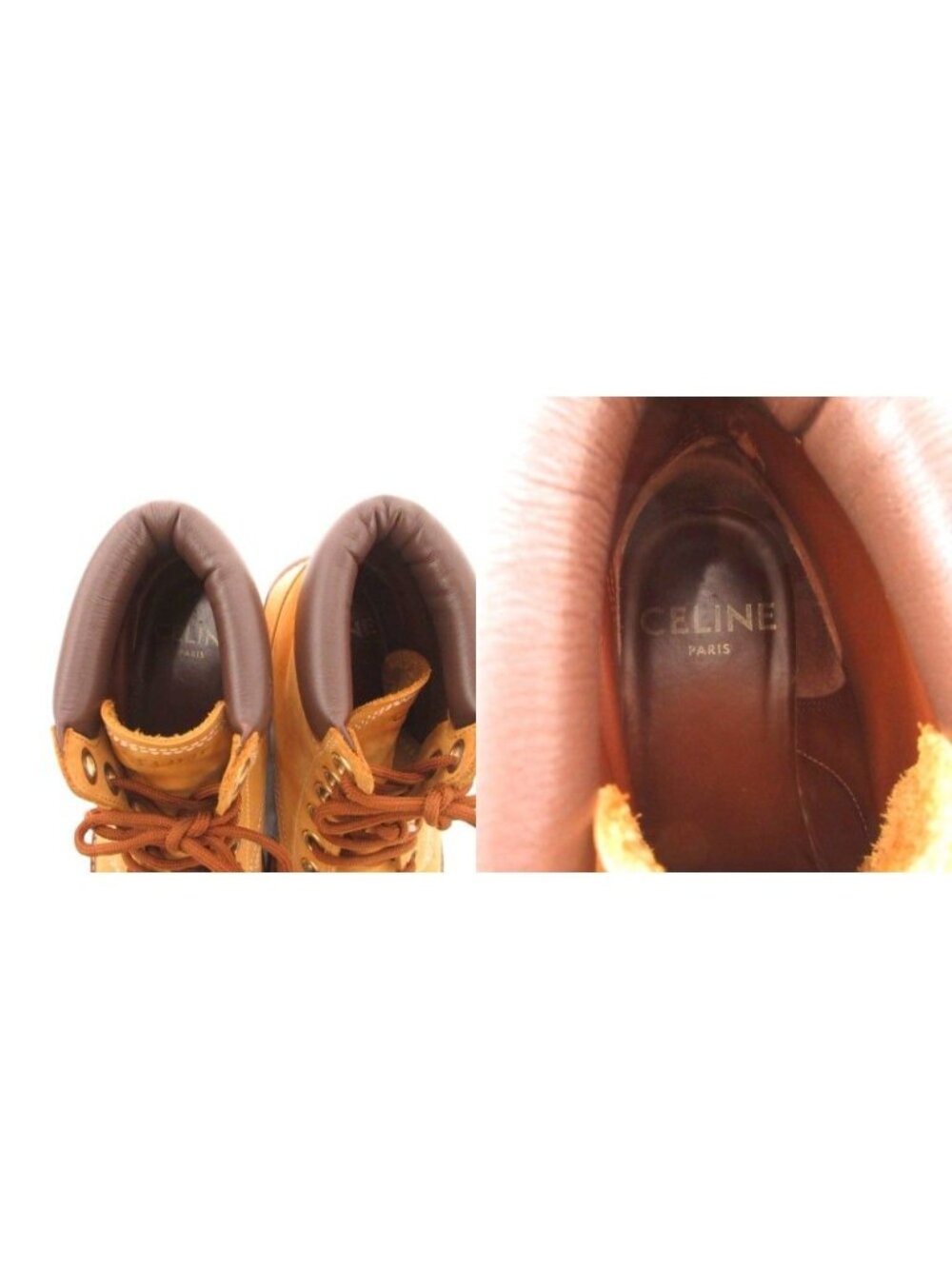 Celine Lace Up Boots Shoes Suede Leather 38 Yellow Brown - Picture 6 of 9
